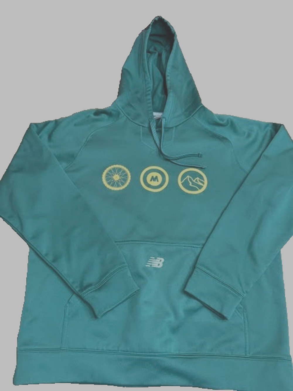 New Balance Hoodie Large Green Cycling Mountain Graphic Pullover Performance